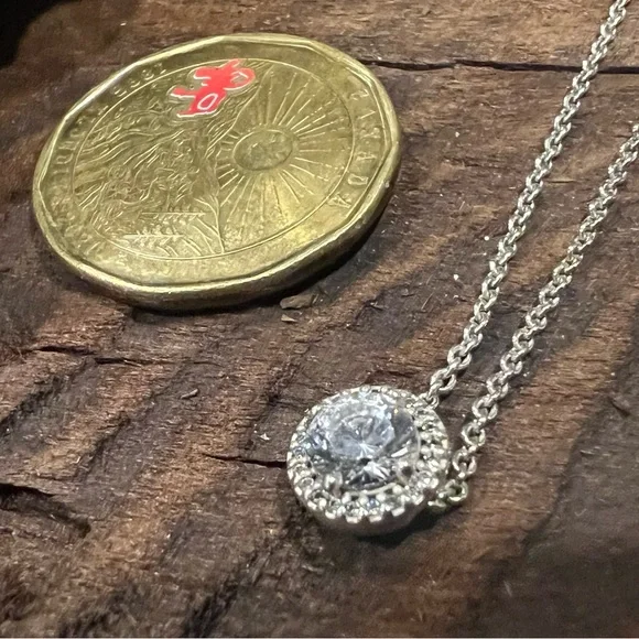 Authentic Pandora Necklace Choker Round Sparkle Halo 925 Brilliant Cut Cz 15-18” - Picture 3 of 9